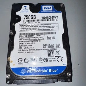 Western Digital WD7500BPVT Scorpio Blue 750GB Internal 5400RPM 2.5" HDD - Photo 1/2
