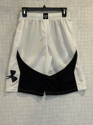 Under Armour Shorts Youth Lg White Drawstring Elastic Waist HeatGear Basketball - Image 1 of 4