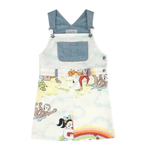Christian Dior Vintage Cartoon Denim Rompers #8A Overalls Skirt Blue Cotton - Picture 1 of 11
