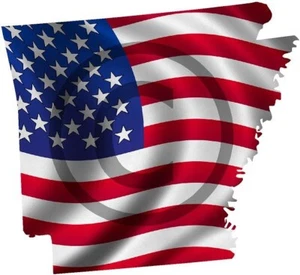 Pegatina de bandera estadounidense ondulada ondeando Arkansas AR Shape Us Estados Unidos 4" x 6 - Imagen 1 de 1