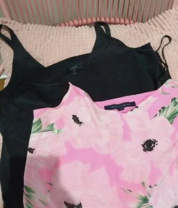 silk camisole SABA French connection spaghetti straps lot 2 in bulk Size 10 M - Picture 1 of 9