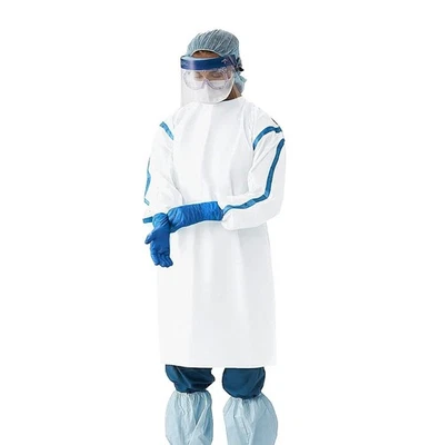 25 Disposable Isolation Gowns White SMS 35 gsm Frocks Medium - Image 1 of 4