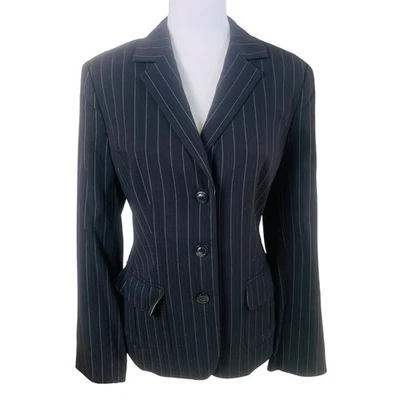 NUEVO Style & Co. Blazer Talla 10 Negro Verde Rayas Elástico Chaqueta Carrera Foto 1 de 4