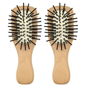 2 piezas mini peine cepillo de bambú cepillo de pelo compacto Miss Travel Bristle - Imagen 1 de 12