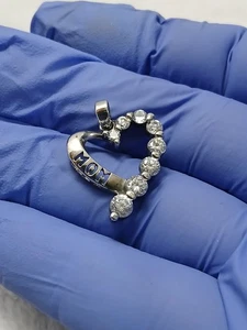 Ciondolo Ciondolo Cuore "MAMMA" Argento Sterling 925 Zirconi Cubici - Foto 1 di 8