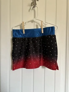 Rebel Athletic Cheer Skort Red Black & Blue With Rhinestones Perfect Condition - Picture 1 of 3