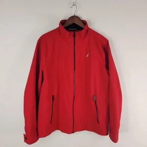 Nautica Jacket Mens Large Red Water Wind Resistant Active Stretch Full Zip Coat - Picture 1 of 13