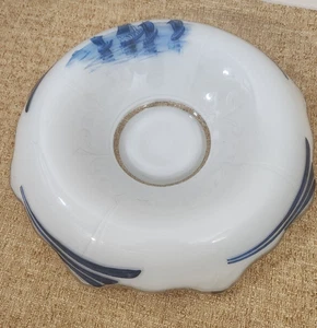 Ciotola in vetro blu e bianco dipinta a mano, smaltata sotto piano dipinto - Foto 1 di 11