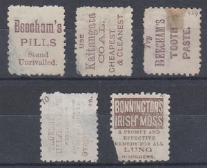 NEW ZEALAND 1893 QV SSF ADVERT 4d. GREEN (x5) USED FAULTS (ID:061/D66301) - Picture 1 of 2