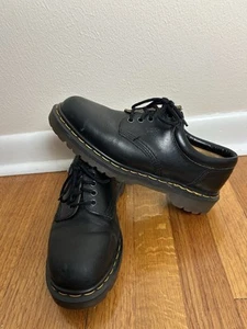 Dr Martens AirWair Black Leather Shoes 7 Made England Black Napa Oxford Lace Up - Picture 1 of 8