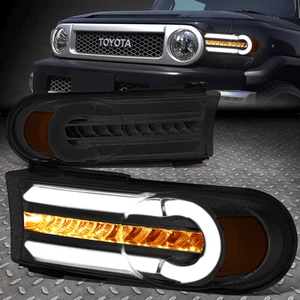 FOR 07-14 FJ CRUISER 3D LED DRL+SEQUENTIAL TURN SIGNAL BUMPER LIGHT SMOKED/AMBER - Picture 1 of 8