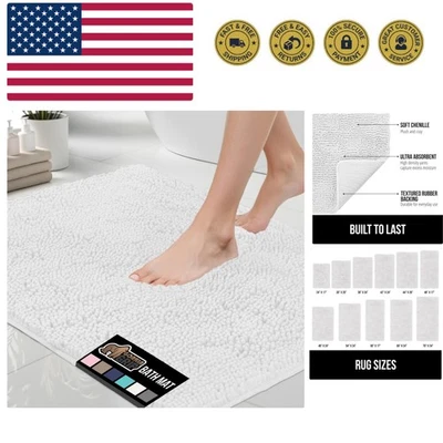 Alfombra de Baño 30x20, Chenilla Gruesa Suave Absorbente, Alfombrillas de Microfibra de Secado Rápido,... Foto 1 de 4