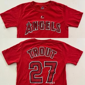 MIKE TROUT #27 Official MLB LOS ANGELES ANGELS Unisex Youth T-Shirt Small (8) - Picture 1 of 4