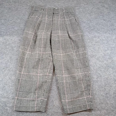 Pantalones cortos plisados anchos mezcla de lana a cuadros negros blancos J Crew para mujer 4 Foto 1 de 4