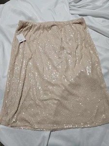 LAUREN CONRAD, DAMEN NEU PFIRSICH POLY ELASTISCH GEFÜTTERT PAILLETTEN ELEGANTER ROCK GRÖSSE 3X - Bild 1 von 10