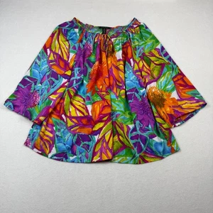 Lauren Ralph Lauren Women's 3X Blouse Floral Multicolor Sheer Smocked Neck Boho - Picture 1 of 4