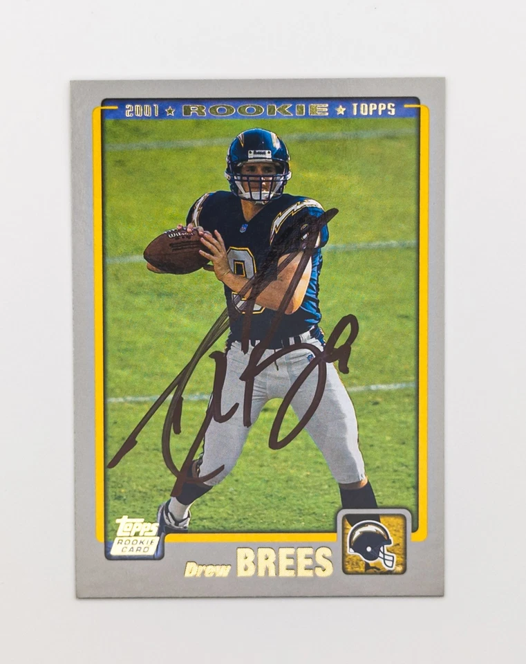 Tarjeta de novato Topps Drew Brees 2001 RC #328 - ¡Autógrafo certificado por la JSA! Foto 1 de 3