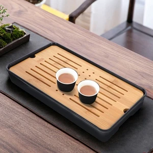 Japanisches Teetablett Schreibtisch Servierplatte Wasserabsorbierend Drainage - Bild 1 von 12
