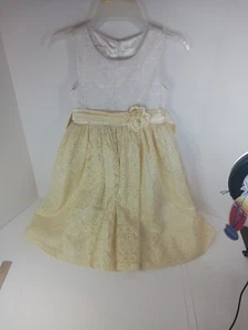 American Princess Yellow White Floral Sleeveless Dress Size 8 W/ Bow - Picture 1 of 5