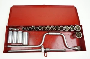 Giller 1/2" Drive Socket Set Metal Case 3/8" - 1-1/4" Breaker Bar Speeder USA - Picture 1 of 12