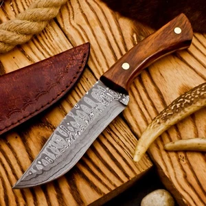 9,0" Custom Handmade Damaststahl Skinner Jagd Camping Messer mit Rosenholz - Bild 1 von 10