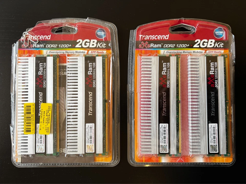 Memorie RAM DDR2 Transcend aXeRam 4GB 1200Mhz (2Kit 2x1GB Tot. 4GB) - Immagine 1 di 2