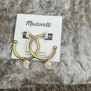 NWT Madewell pierced gold plates hypoallergenic titanium post earrings- new - Picture 1 of 5