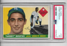 SANDY KOUFAX 1955 Topps Baseball Vintage ROOKIE Card #123 DODGERS  PSA VG 3 (NH)