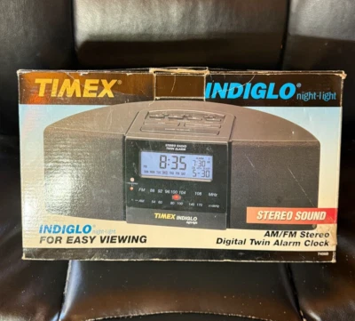 Timex Indiglo Night-Light AM/FM Stereo Digital Twin Alarm Clock Stereo Sound - Image 1 of 4