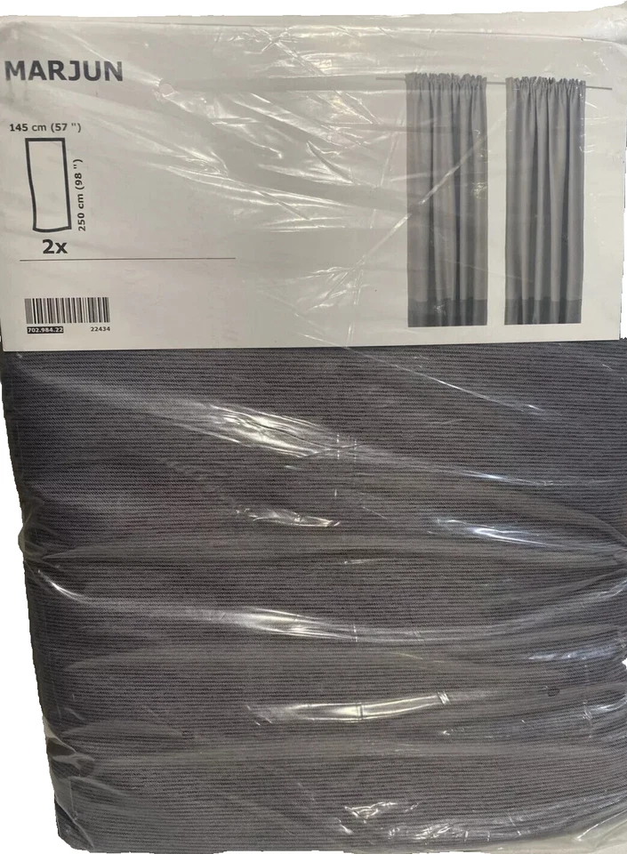 MARJUN Room Darkening Curtains 57x98" by IKEA  2 Panels Gray - Image 1 of 4