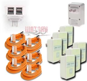 6X 4 USB PORT POWER ADAPTER+3FT CABLE CHARGER DATA ORANGE IPHONE IPOD NANO IPAD - Picture 1 of 1