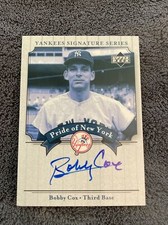2003 Upper Deck Yankees Signature Series Bobby Cox Pride of NY Auto #PN-CX NM