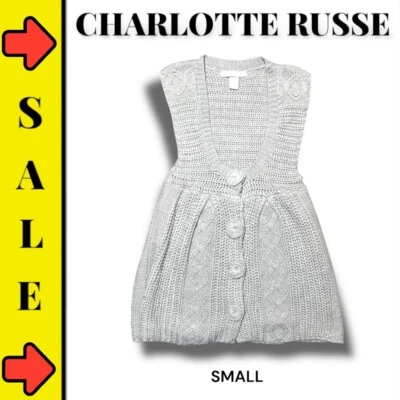 Vestido Suéter Charlotte Russe Para Mujer Pequeño Acrílico Acanalado Tejido Corto Cuello en V Gris Foto 1 de 4