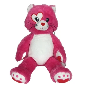 Build A Bear Kisses Fur You Cat Plush Pink Kitty Valentine Heart Retired 17" - Picture 1 of 12