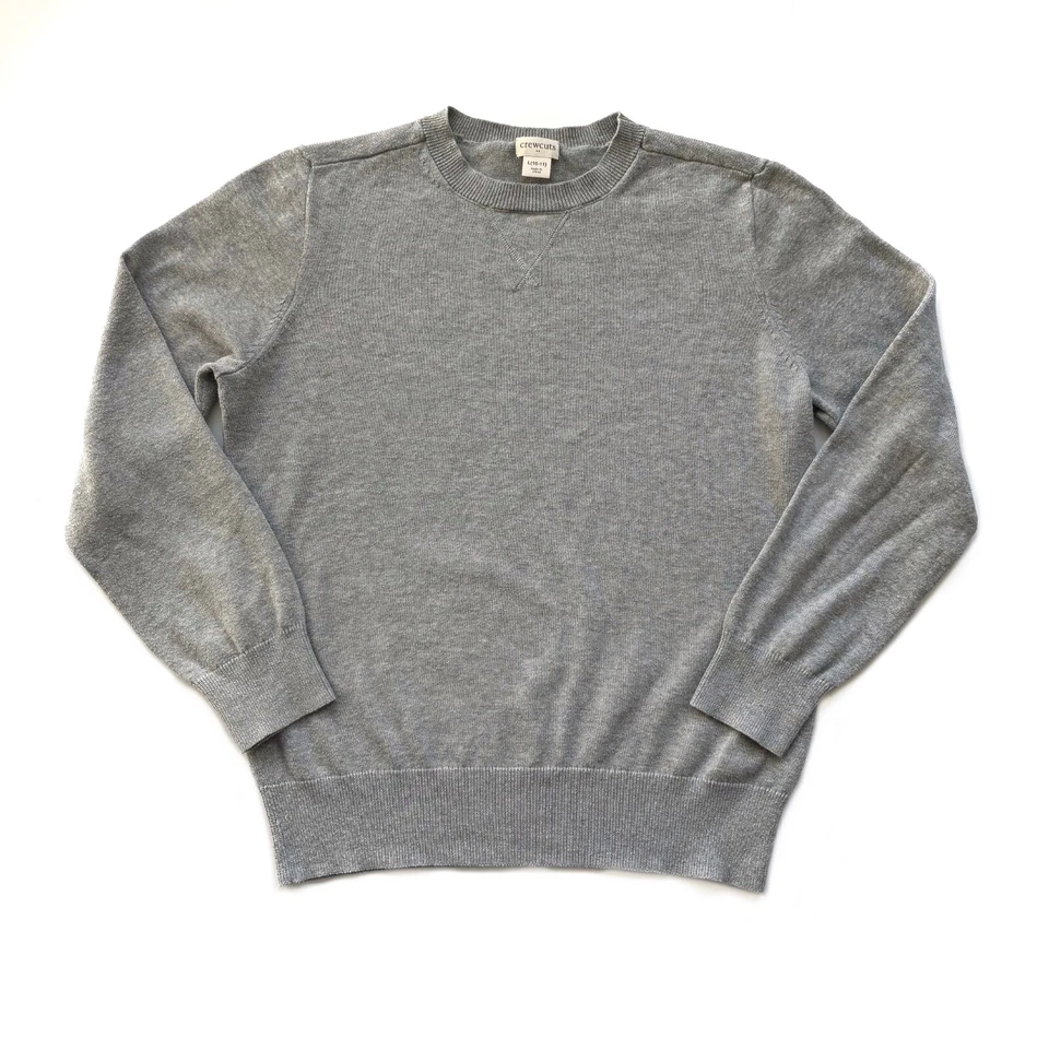 Suéter 100 % algodón gris corte redondo L 10-12 para niños Foto 1 de 4