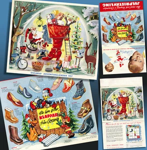 Beau Age Chaussures Publicité L'Avent 1957 Micky Mouse Donald Nicolas - Picture 1 of 4