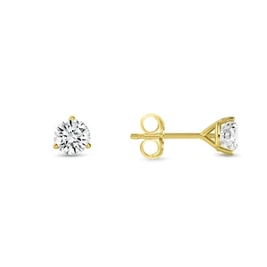 1/4 kt runde LabCreated gewachsene Diamanten Ohrringe 18 K Gelbgold F/VS Martini Push - Bild 1 von 3