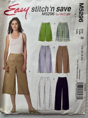 Pattern Stitch n’ Save M5296, gauchos, capris, pants, shorts, casual Sz 14-20 - Image 1 of 3