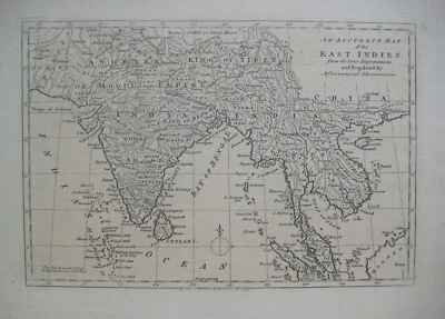 Original 1788 Map EAST INDIES Tibet Bay of Bengal Siam Cambodia Sumatra Ganges R - Image 1 of 4