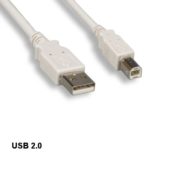 10PCS Beige 15' USB 2.0 Type A to B Cord 28AWG 480Mbps Scanner Printer HDD Data - Image 1 of 1