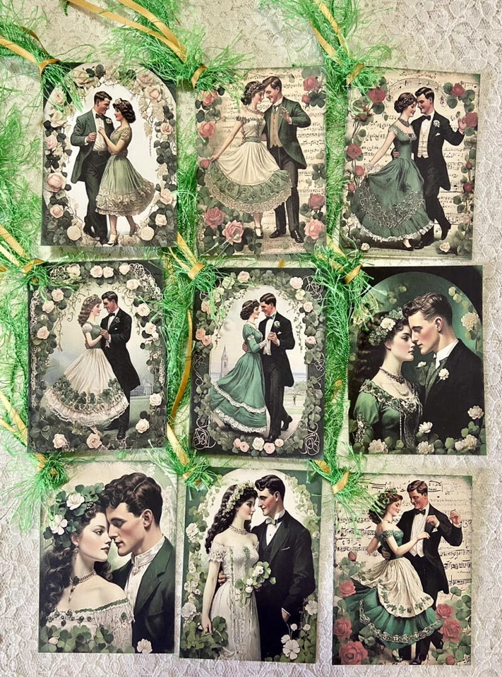 (9) St. Patricks Day Vintage Style Gift Hang Tags~Journals~Cards~Ornaments~#703R - Image 1 of 1
