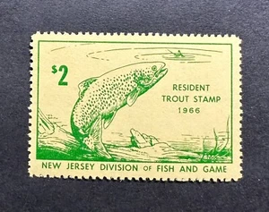 WTDstamps - 1966 NEW JERSEY - State Trout Fishing Stamp - MNH **RESIDENT** - Picture 1 of 2