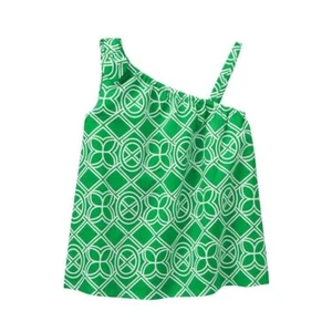 Nuevo con etiquetas Janie and Jack Green Geo Top de un hombro 4 niñas pequeñas - Imagen 1 de 4