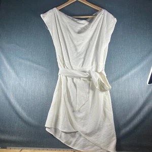 Wish Womens Fit & Flare Dress Medium Ivory Rayon Pleated Belted Sleeveless - Picture 1 of 11