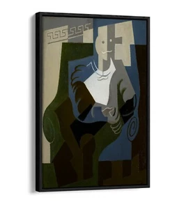 JUAN GRIS, SEATED HARLEQUIN -FLOAT EFFECT CANVAS WALL ART PRINT - Picture 1 of 12