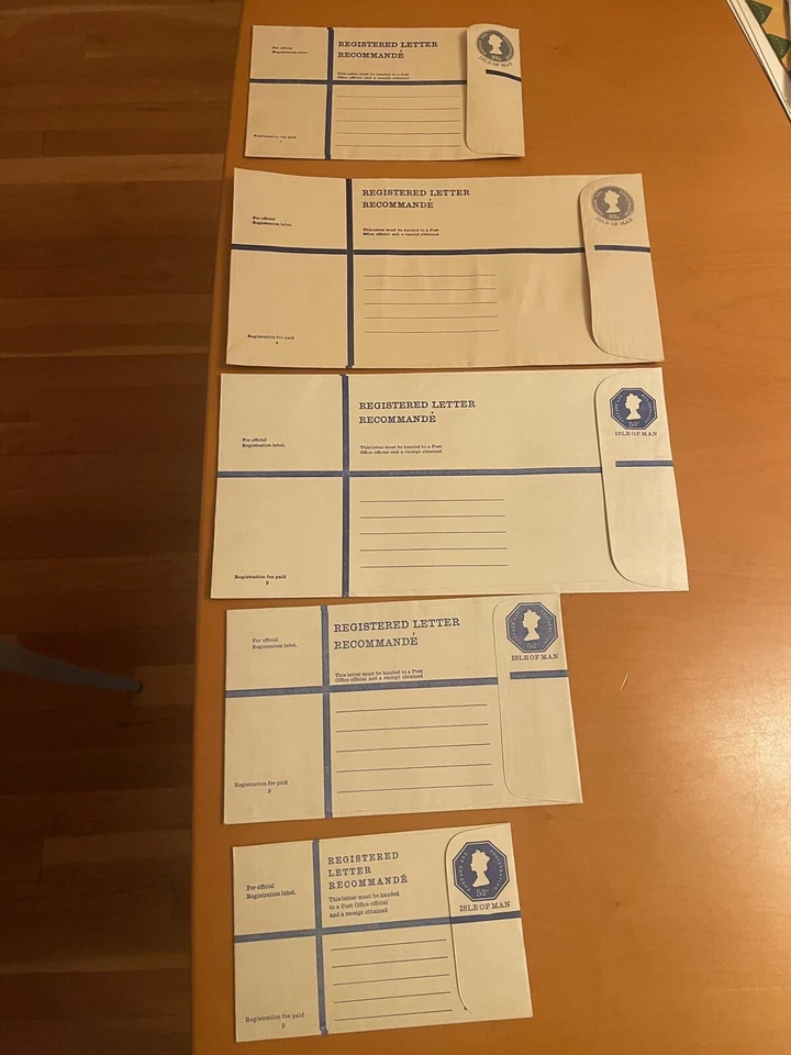 GB Isle of Man 1970s Registered  5 Letters, 23p And 52p, Difference Sizes, VF/XF - Image 1 of 4