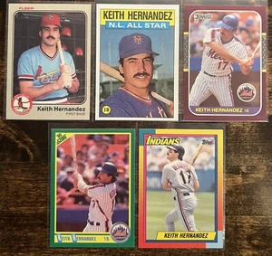 ⚾️Keith Hernandez 5-CARD LOT (1983-1990) - Picture 1 of 2