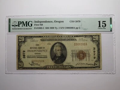 $20 1929 Independence Oregon OR National Currency Bank Note Bill Ch #3979 PMG - Image 1 of 4