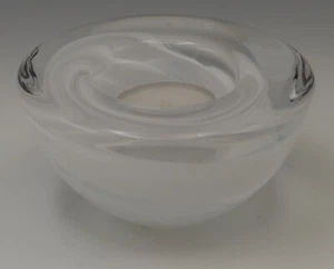 KOSTA BODA SWEDEN ATOLL SWIRL WHITE CANDLE HOLDER VOTIVE HOLDER - Picture 1 of 5