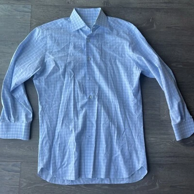 Ermenegildo Zegna Dress Shirt Mens 16-41 Blue Comfort Fit Workwear Preppy  - Image 1 of 4